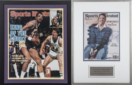 Lot of (2) Kareem Abdul-Jabbar Owned 1985 Sports Illustrated Magazine Covers (Abdul-Jabbar LOA)